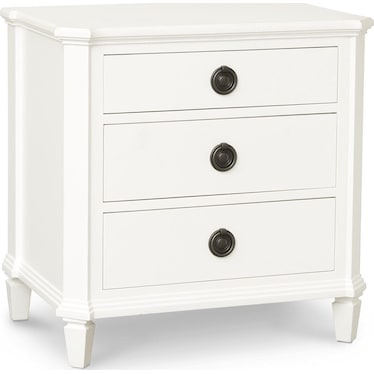 Trafford White 3 Drawer Nightstand