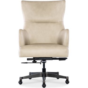 Beige Leather Tilt Swivel Chair
