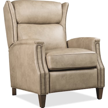 Beige Traditional Leather Power Recliner
