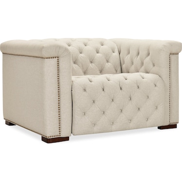 SS Beige Fabric Power Recliner