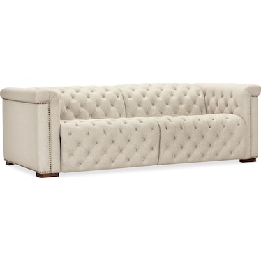 SS Beige Fabric Power Reclining Sofa