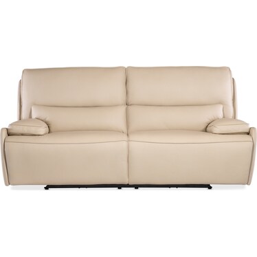 MS Beige Leather Power Reclining Sofa