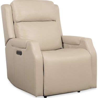 MS Beige Leather Power Recliner