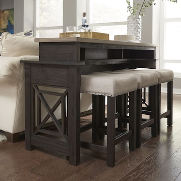 Acacia Wood Console Bar Table with Charcoal & Ash Finish