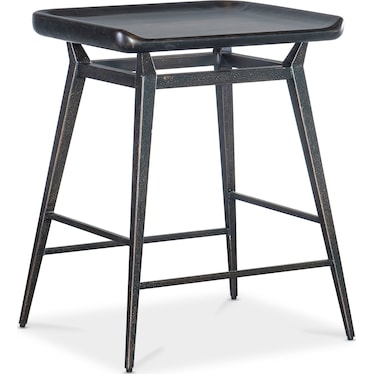 Black Casual Wood Metal Counter Stool