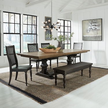 6 Piece Trestle Table Set