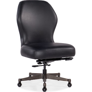 EC Black Leather Swivel Tilt Chair