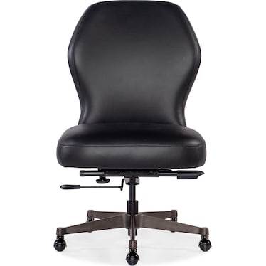 EC Black Leather Swivel Tilt Chair