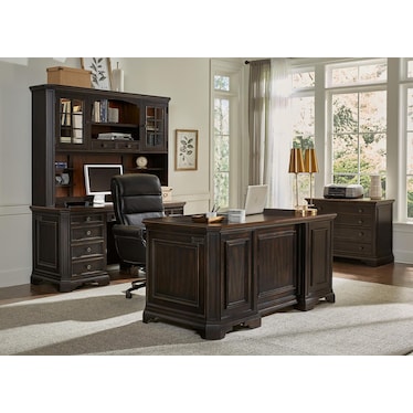 Hampton Credenza Desk Black Cherry