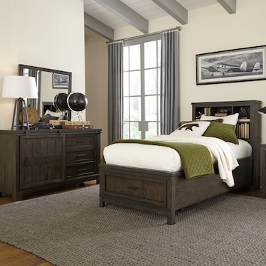 Full Bookcase Bed, Dresser & Mirror