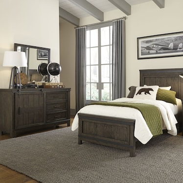 Full Panel Bed, Dresser & Mirror