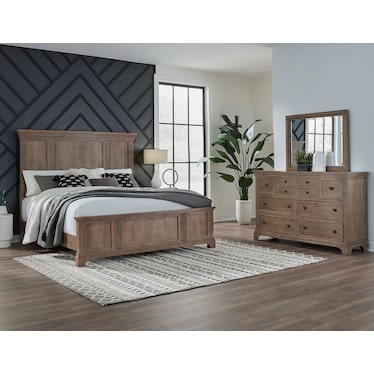 Queen Panel Bed, Dresser & Mirror