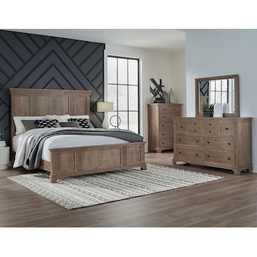 Queen Panel Bed, Dresser & Mirror, Chest