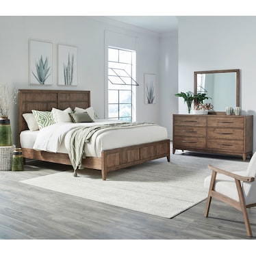 Queen Panel Bed, Dresser & Mirror