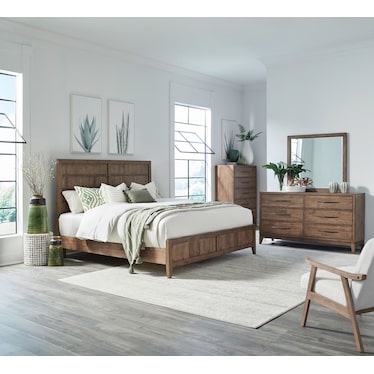 Queen Panel Bed, Dresser & Mirror, Chest