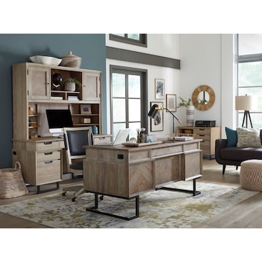 Harper Point Credenza Desk Bleached Khaki