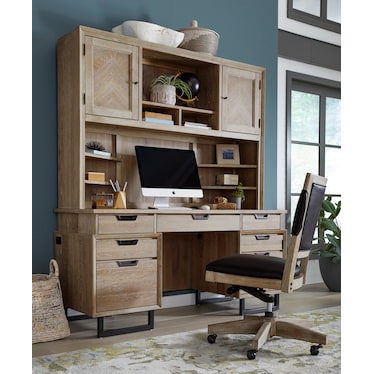 aspenhome Harper Point Credenza Hutch Bleached Khaki