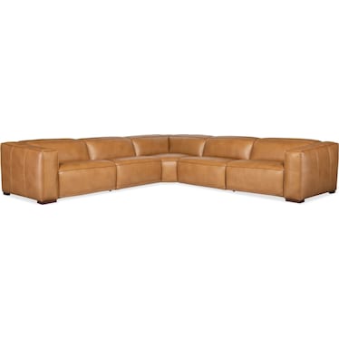 MS Casual Brown Leather Power Sectional