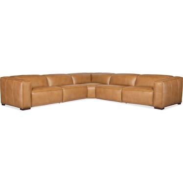 MS Brown Leather Power Sectional