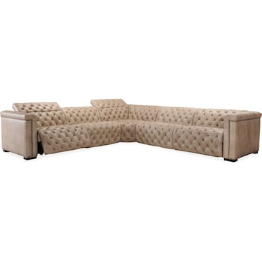 MS Brown Leather Power Sectional