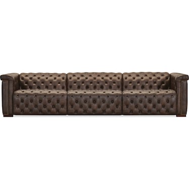 SS Brown Leather Reclining Sofa
