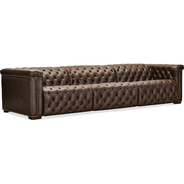 SS Brown Leather Reclining Sofa