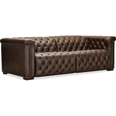 SS Brown Leather Power Reclining Sofa
