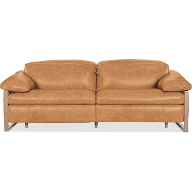 Transitional Brown Leather Power Sofa