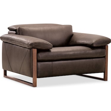 Leather Power Recliner with Headrest