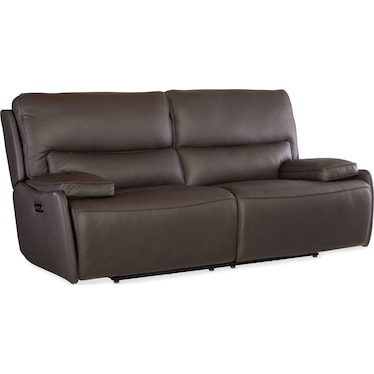 MS Brown Leather Zero Gravity Power Sofa