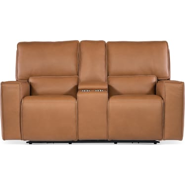 MS Brown Leather Power Reclining Loveseat