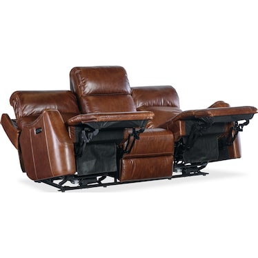 MS Brown Leather Zero Gravity Sofa