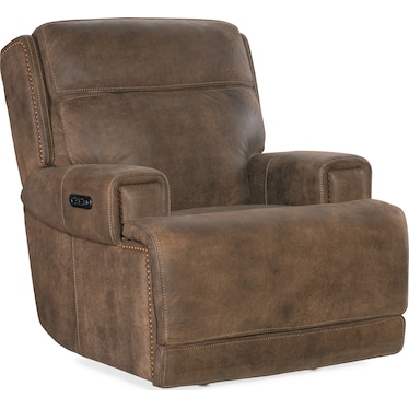 MS Brown Leather Power Recliner