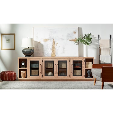 Paige Console with 4 Doors, Cashew