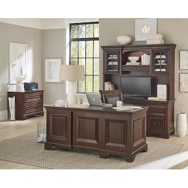 Richmond Executive Desk Brown Burgundy