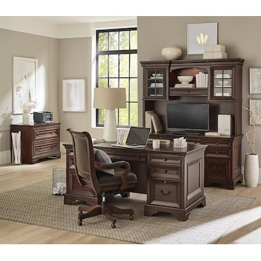 Richmond Executive Desk Brown Burgundy