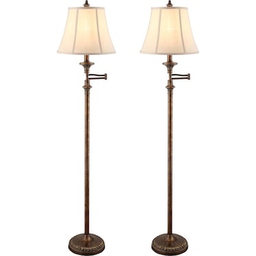 Set of 2 Barton Swing Arm Floor Lamp