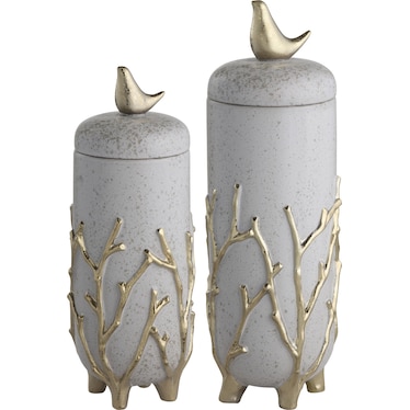 2 Piece Branches Urn with Lids