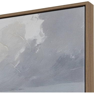 2 Piece Framed Hand Painted Canvas Brown Beach Wall Art