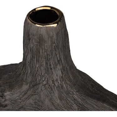 2 Piece Bronze & Gold Glazed Ceramic Vases