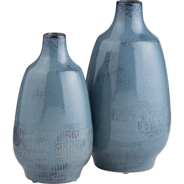 2 Piece Blue Green Ceramic Arden Vases