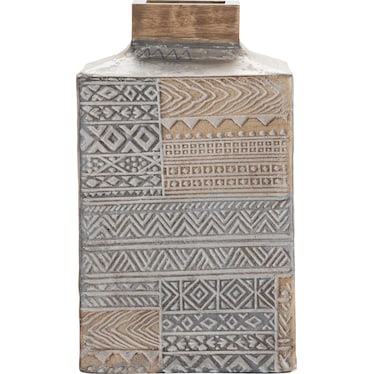 Taos Terra Cotta Aztec Carved Square Vase