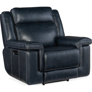 MS Dark Blue Leather Power Recliner