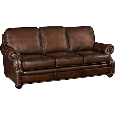 SS Dark Brown Leather Traditional Sofa