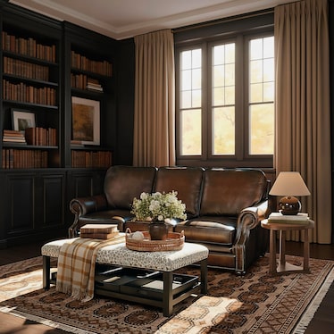 SS Dark Brown Leather Traditional Sofa
