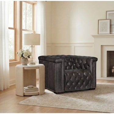 MS Dark Gray Leather Power Recliner