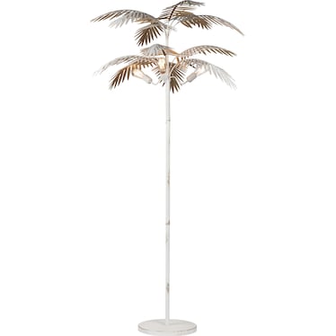 78.5"Dusty White and Gold Metal Palm Leaf Floor Lamp