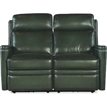 SS Green Leather Power Loveseat
