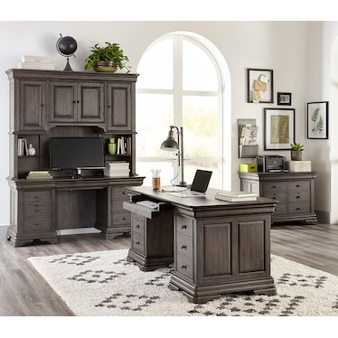 Sinclair Credenza Hutch Ash Grey