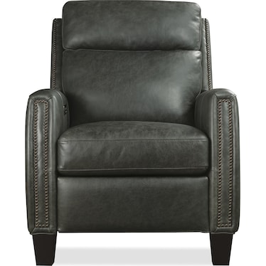Transitional Grey Leather Recliner